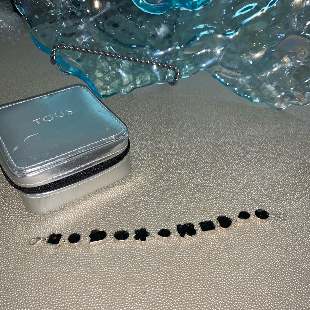 TOUS Black Onyx Charm Station Bracelet